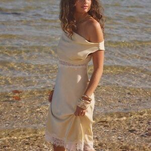 Aralina Women Mid-Length Oblique Shoulder Dress, Fashionable For Summer